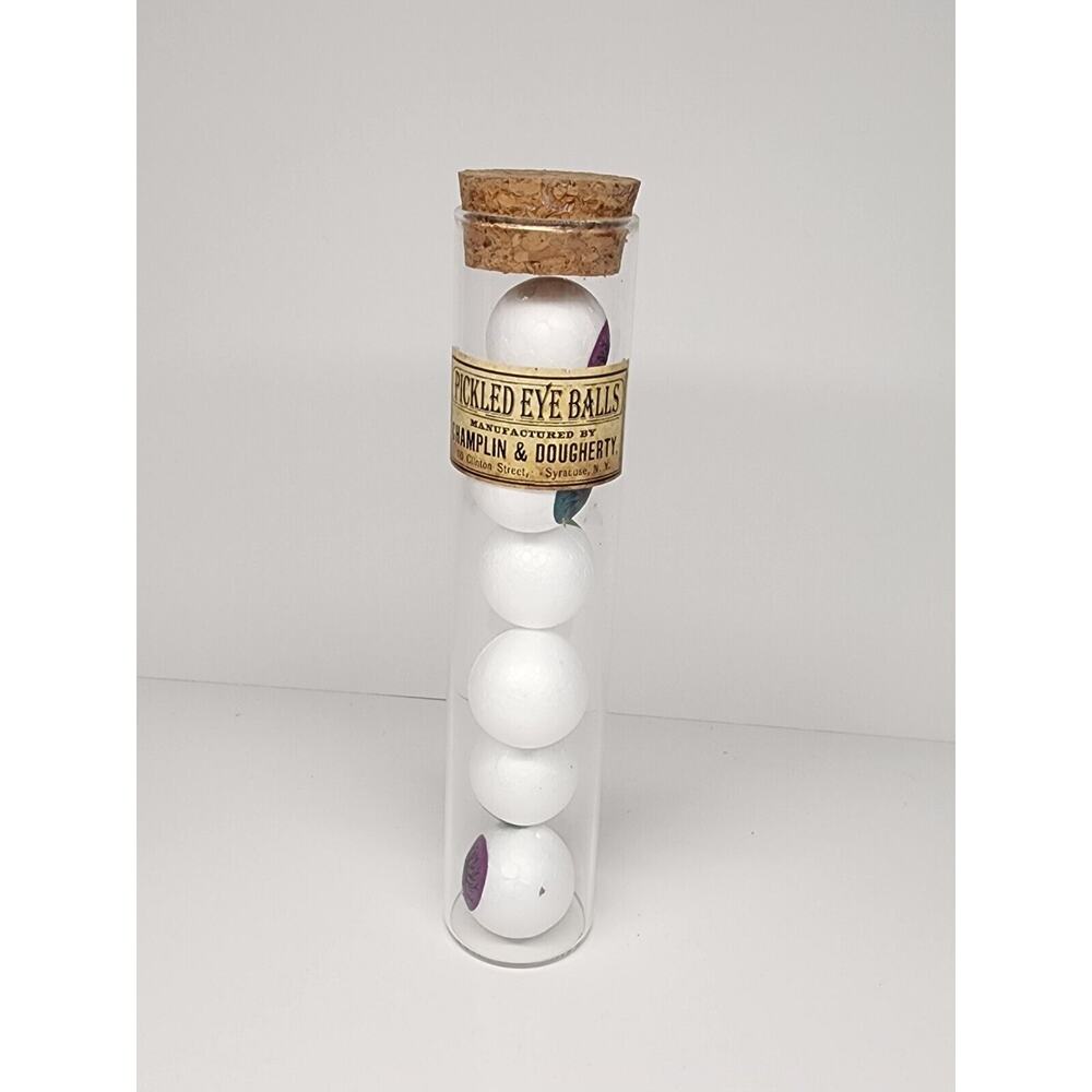 Happy Halloween Eyeball Test Tube - 6 Fake Eyeballs - Spooky Halloween Decoratio